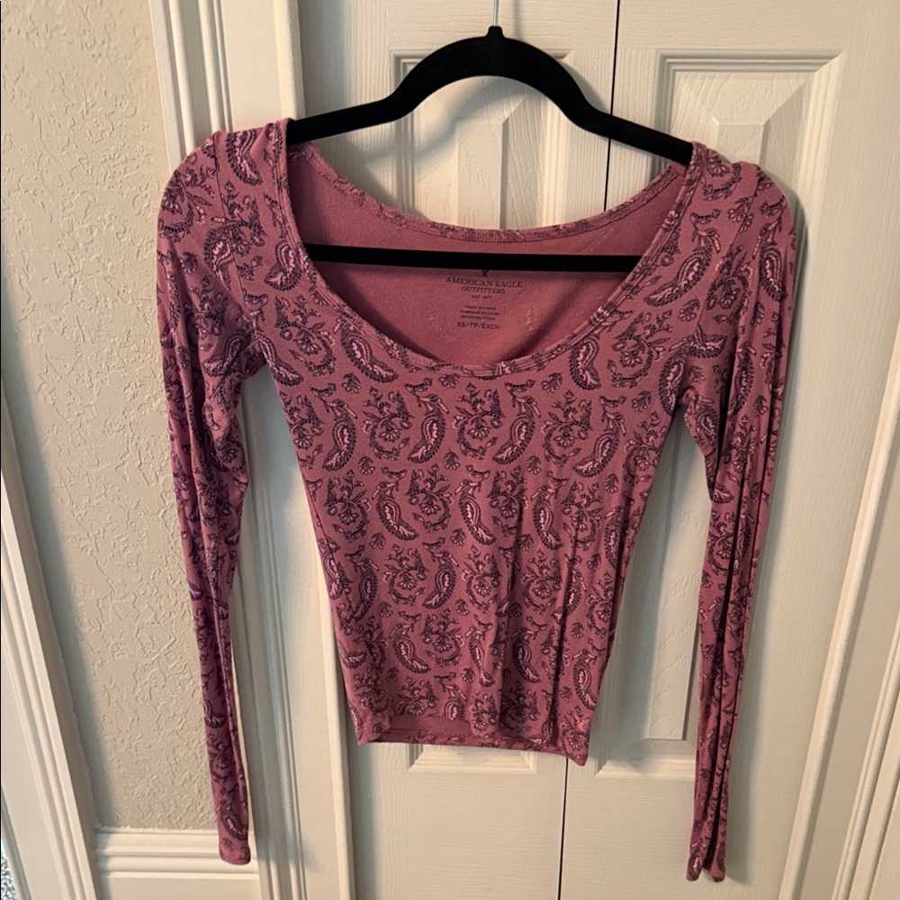 American Eagle Outfitters Paisley Long Sleeve Top in Pink
